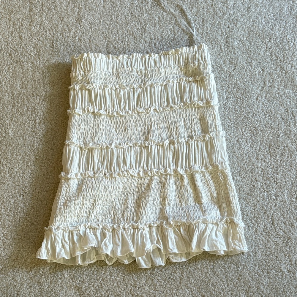 White Smocked mini skirt